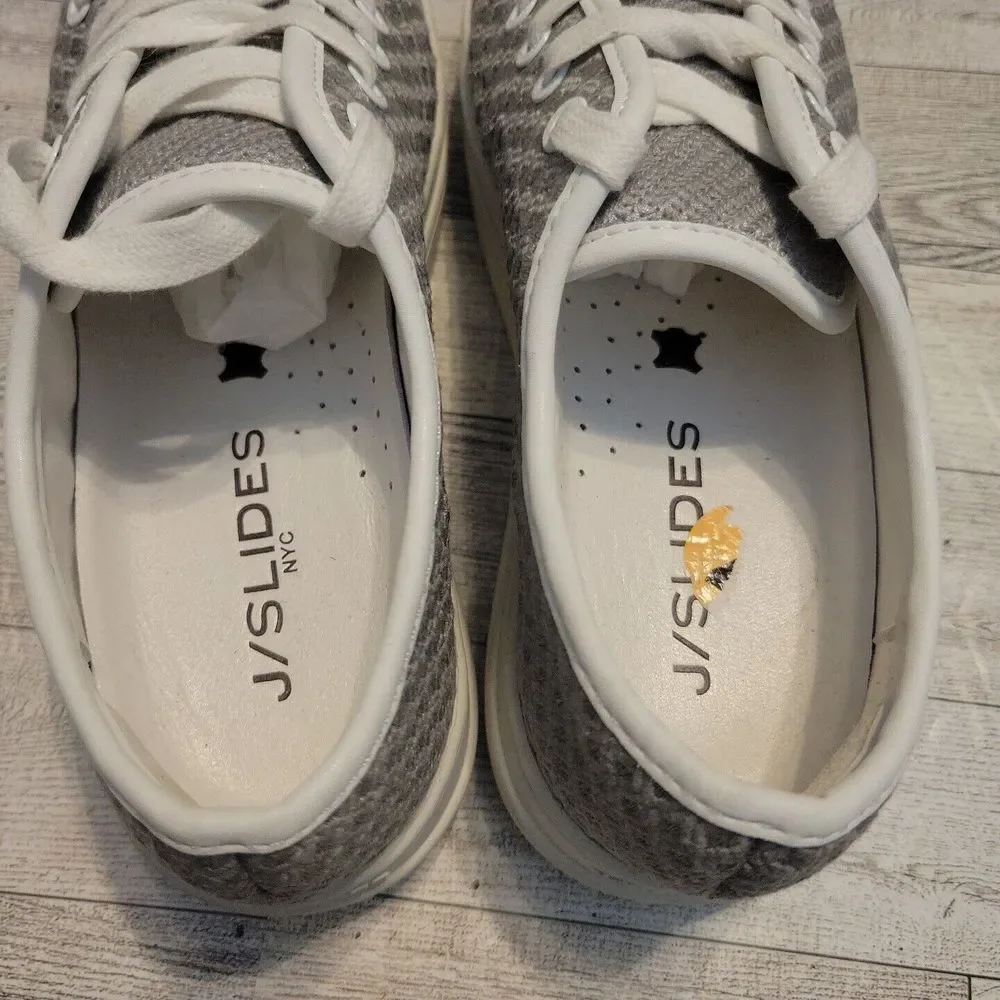 J Slides‎ NYC Shoes Womens 7 Gray Platform Lace Up Sneakers